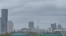 Red Arrows spotted flying over London through rain and clouds on King's Coronation