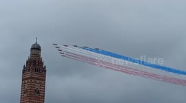 Iconic Red Arrows flypast soar over London for King's Coronation