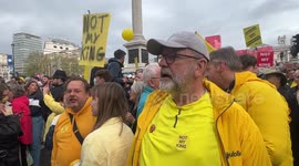 Anti Royalists, Protest during King Charles III Coronation Procession in Trafalgar Square.