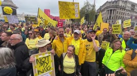 Anti Royalists, Protest during King Charles III Coronation Procession in Trafalgar Square.