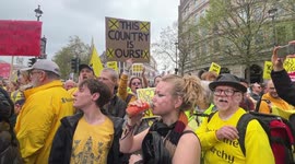Anti Royalists, Protest during King Charles III Coronation Procession in Trafalgar Square.
