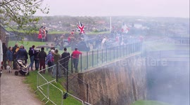 Coronation: Impressive 21-gun salute at Fort Amherst in Kent, UK