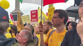 Anti Royalists, Protest during King Charles III Coronation Procession in Trafalgar Square.