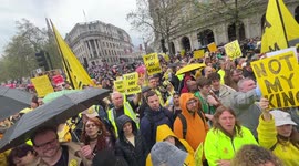 Anti Royalists, Protest during King Charles III Coronation Procession in Trafalgar Square.