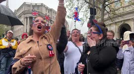 Anti Royalists, Protest during King Charles III Coronation Procession in Trafalgar Square.