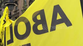 Anti Royalists, Protest during King Charles III Coronation Procession in Trafalgar Square.