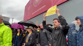Anti Royalists, Protest during King Charles III Coronation Procession in Trafalgar Square.