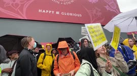 Anti Royalists, Protest during King Charles III Coronation Procession in Trafalgar Square.
