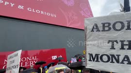 Anti Royalists, Protest during King Charles III Coronation Procession in Trafalgar Square.