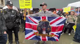 Anti Royalists, Protest during King Charles III Coronation Procession in Trafalgar Square.
