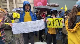 Anti Royalists, Protest during King Charles III Coronation Procession in Trafalgar Square.