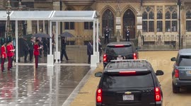 Jill Biden, United States First Lady, arrives at Westminster Abbey for the Coronation of King Charles III