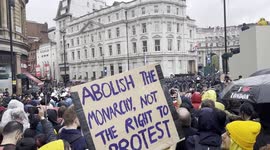 Anti-monarchist protesters in Trafalger square- London