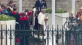 King Charles III's debut appearance as crowned Monarch leaving Westminster Abbey