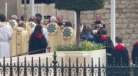 Debut appearance of Camilla, Queen Consort of the United Kingdom, leaving Westminster Abbey