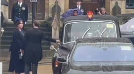 Funny moment royal aide closes car door on Princes Eugenie after Prince Andrew gets in