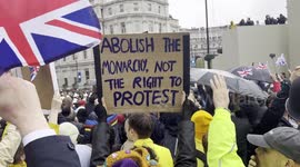 Protesters chant slogans