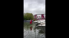 Boats in Windsor showing Coronation pride along the River Thames