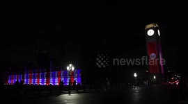 UK Parliament goes blue, red and white to honour King Charles on coronation night