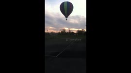 Moment hot air balloon EXPLODES after hitting power lines (long version)