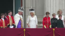 Moment Charles and Camilla wave to crowds on Buckingham Palace balcony