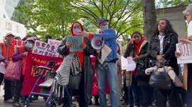 Woman Gives a Speech at The Rally Against Higher Rents in New York, NY, USA
