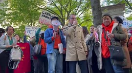 Manhattan Borough President at The Rally Against Higher Rents in NY, USA