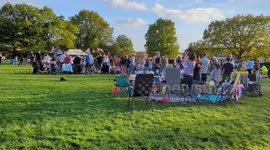 The national anthem is sung at the end of a day of celebration in staplehurst