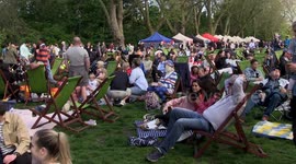 Coronation Lunch in Bishops Park Fulham with band, stalls, face painting and all the fun of the fair.
