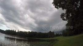 Massive shelf cloud passes over Kentucky Lake in Kentucky during recent storms