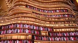 20-meter-high Wall of Literary Books In Chongqing, China