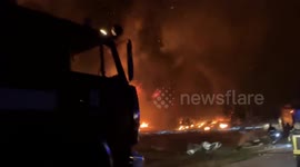 Ukrainian Emergency Services tackle huge blaze after Russian strikes on Odesa