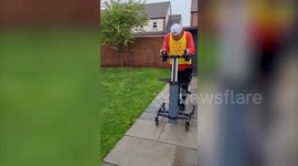 Stone mason paralysed from waist down completes his own adapted “triathlon” event