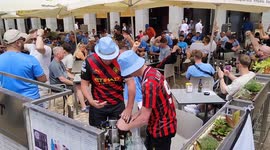 Manchester City fans enjoy the sun and drinks ahead of clash with Real Madrid
