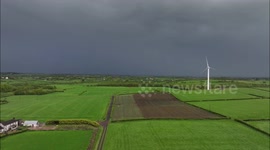 Lightning Bolts From UK Thunderstorm With Slow Motion - Drone View