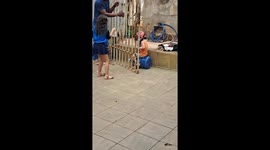 Boy Pretends to Be Rodeo Cowboy