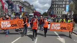 Just Stop Oil activists block traffic including buses with slow march to Parliament Square