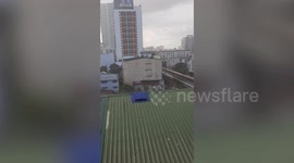 Women's panties fly through the air on windy day in Manila