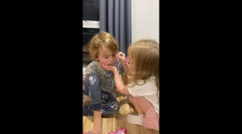 Little boy becomes his twin sister's 1st customer at her 'Beauty Salon'