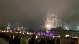 Fireworks and celebrations at the Hamburg Harbour during the Annual Festival Hafen Geburtstag Port Birthday celebrations in Pier Port Jetty Area as seen from Landungsbrücke in Hamburg Germany