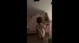 Bedtime battle: a dog's claim to the new bed!