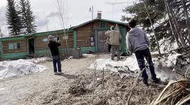 Old Cabin Crumbles Into Tanana River