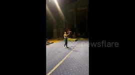 Retired Chinese acrobat juggles eight boomerangs in incredible performance
