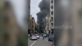 Several cars on fire after explosion in central Milan