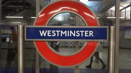 Through a tube roundel at Westminster station in London