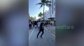 Street dancer performs mesmerising moonwalk dance moves on Miami Beach