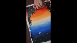 Amazing artwork: Artists paints a beautiful sunset view with acrylics