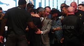 KSI shoves Joe Fournier during heated face-off in Wembley