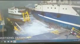 Passenger ship slams into pier in Indonesia sending terrified workers fleeing