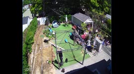 Woman Falls Down While Trying To Hang Up Lights